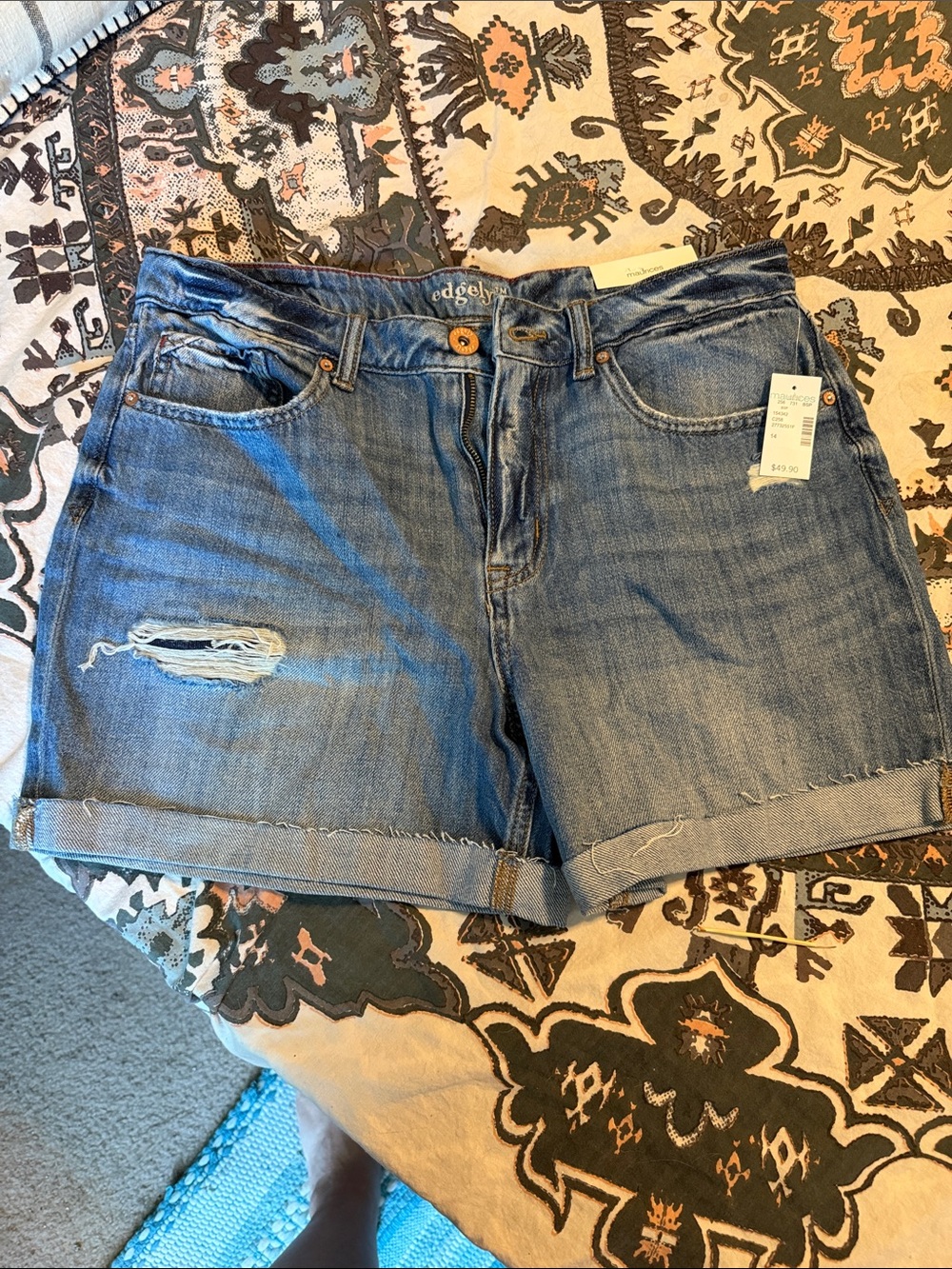 Maurices Edgely Distressed Rolled-Hem high-rise Jean Shorts